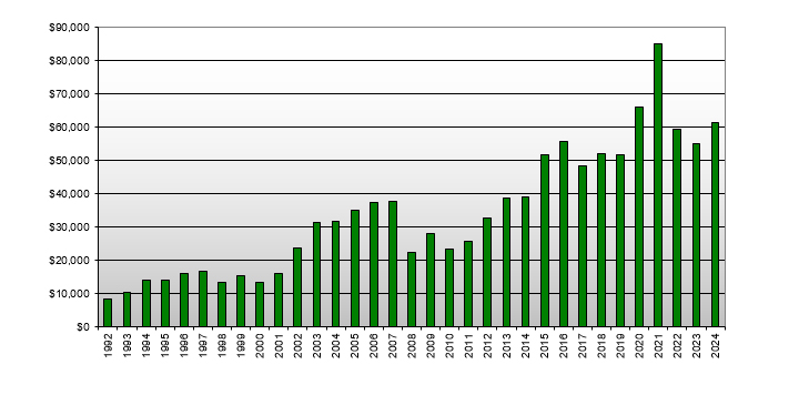 New Zealand Real Estate - Value by Year (1992-2024)